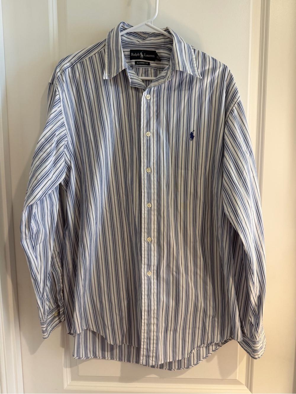 Ralph Lauren Blue and White Multi-Stripe Dress Shirt